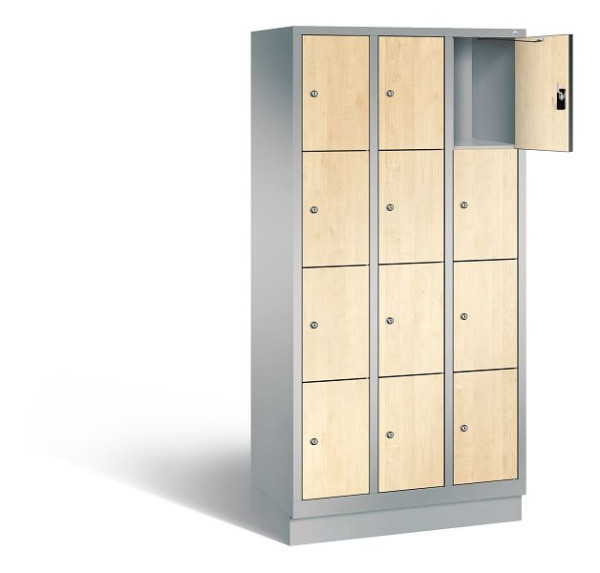 C+P lockerkast Evolo, H1800xB900xD500mm, kleur: wit aluminium / Donau esdoorn decor, 48020-304 S10262