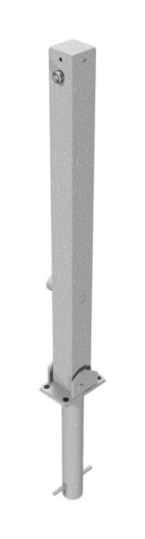 Schake afzetpaal (vouwpaal) stalen buis 70 x 70 mm opklapbaar, met driehoekslot, voor inzetting in beton, 470FUH