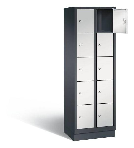 C+P lockerkast Evolo, H1800xB610xD500mm, kleur: zwartgrijs/lichtgrijs, 48020-205 S10061