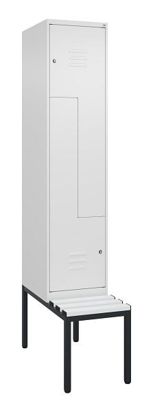C+P Z-Spind Classic PLUS, mit untergebauter Sitzbank, 2 Abteile, 2120x400x815mm, 9016/9016, Zylinderschlösser, 0800537-122 S10059