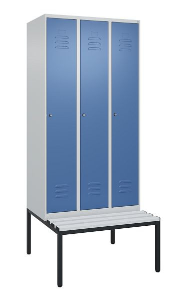 C+P luierkluis Classic PLUS met middenwand, 3 vakken, 2120x900x815mm, 7035/5023, cilindersloten, 0800507-30F S10020