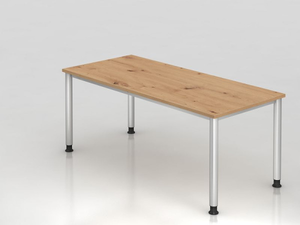 Hammerbacher bureau HS19, 180 x 80 cm, blad: knoestig eiken, 25 mm dik, 2 mm ABS rand, rechthoekige vorm, VHS19/R/S