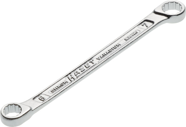 Hazet dubbele ringsleutel, buiten dubbel zeskant tractieprofiel, 6x7 mm, 610N-6X7