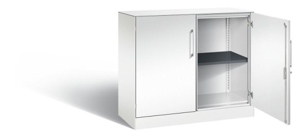 C+P dressoir met vleugeldeuren Asisto, H915xB1000xD435mm, kleur: verkeerswit, beugelgreep, 2 niveaus, 141052-000 S10179