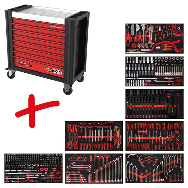 KS Tools PERFORMANCEplus werkplaatswagenset P25, met 564 gereedschappen en 8 laden, 825.8564