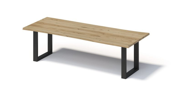 Bisley Fortis tafel naturel, 2600 x 1000 mm, natuurlijke boomrand, geolied oppervlak, O-frame, oppervlak: naturel / frame: zwart, FN2610OP333