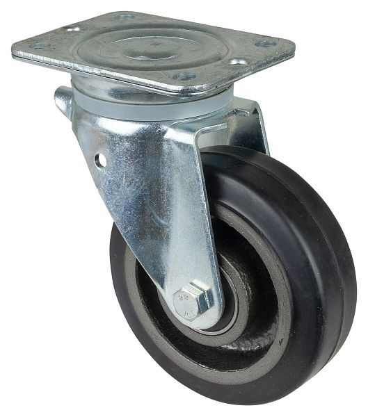 BS Rollen zwaarlastwiel, wielbreedte 50 mm, wiel-Ø 150 mm, draagvermogen 350 kg, zwarte elastische banden, gegoten wiellichaam, kogellagers, N100.B81.151