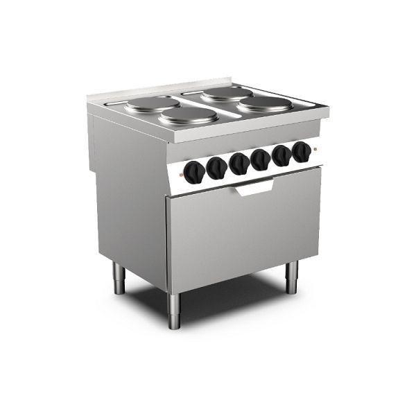 Mareno MO-700 elektrisch fornuis met 4 ronde kookplaten en oven, 80cm, 170.409