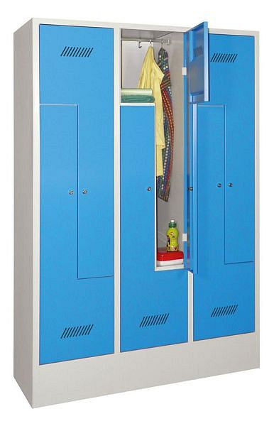 Pavoy Z-Schrank mit Sockel 1850/500/1200, 3 Abteile, Zylinderschloss, Lüftungsschlitze, 60262-612-021-910