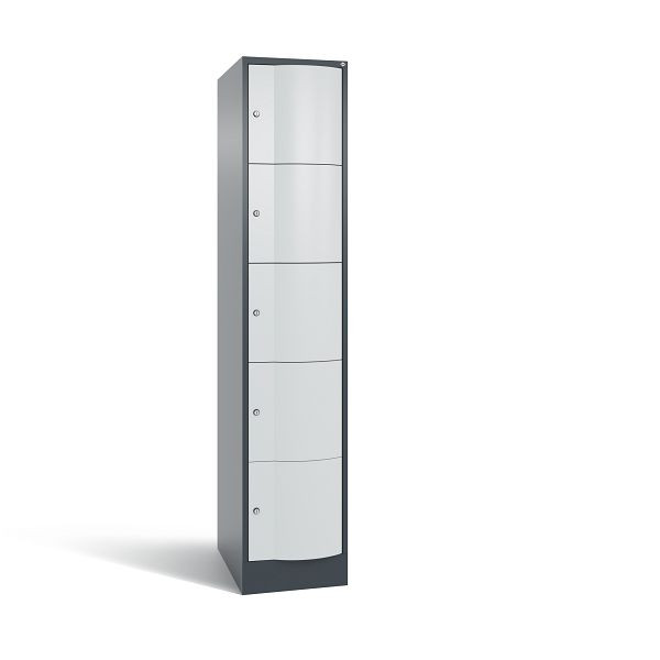 C+P XL-Schließfachschrank Resisto, 5 Fächer, H1950B396T640 mm, Anthrazit/Grau, 8570-173 S10111