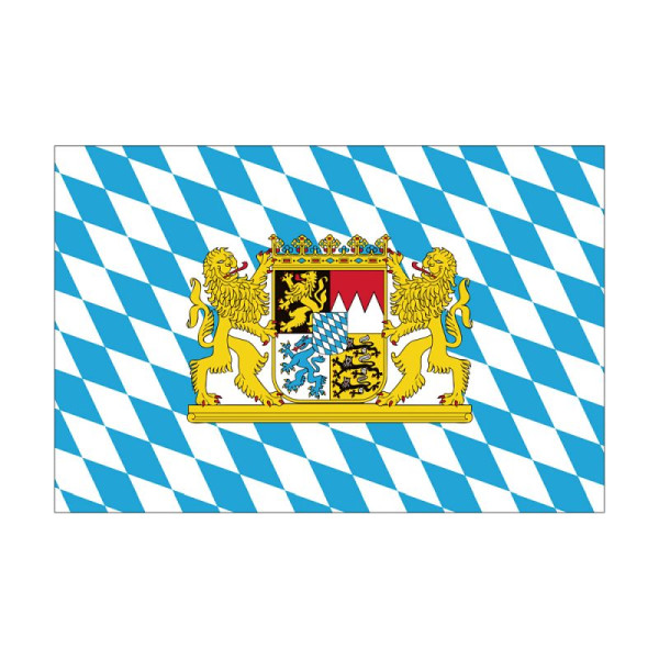 Stein HGS HGS Beierse staatsvlag (ruiten met leeuw), 200 x 335 cm (liggend formaat), met touw en lus, FlagTop 160 g/m², voor vlaggenmasten vanaf 8 m, zonder ajourzoom, 26185