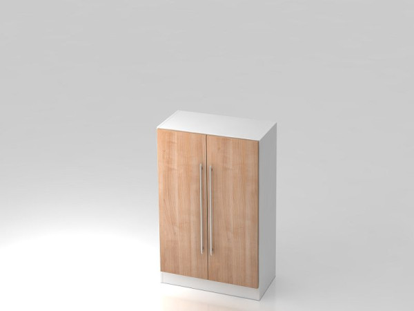 Hammerbacher kast 3OH met bodemrailgreep wit/walnoot, 80x42x127 cm (BxDxH), V7550/W/N/RE