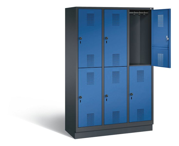 C+P locker dubbellaags Evolo, H1800xB1200xD500mm, kleur: zwartgrijs / gentiaanblauw, 48320-32 S10084