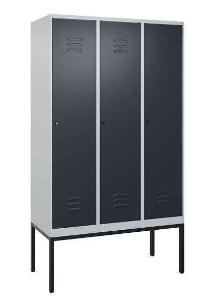 C+P luierkluis Classic PLUS met middenwand, frame, 3 vakken, 2120x1200x500mm, 7035/7016, cilindersloten, 0800307-32F S10023