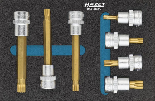 Hazet schroevendraaierdopsleutelset, hol vierkant 10 mm (3/8 inch), inwendig meertands profiel XZN, M5 - M10, aantal gereedschappen: 7, 163-460/7