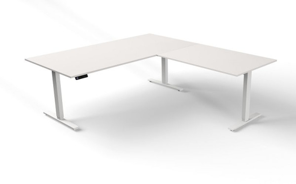 Kerkmann zit/sta tafel B 2000 x D 1000 mm met opzetelement, elektrisch in hoogte verstelbaar van 720-1200 mm, Move 3, kleur: wit, 10382510