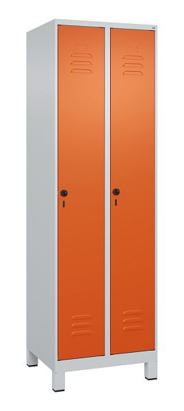 C+P Mehrzweckschrank Classic PLUS, Füße, 2 Abteile, 1950x600x500mm, 7035/2004, Drehriegel, Türen rechts angeschlagen, 080010-20B S10036
