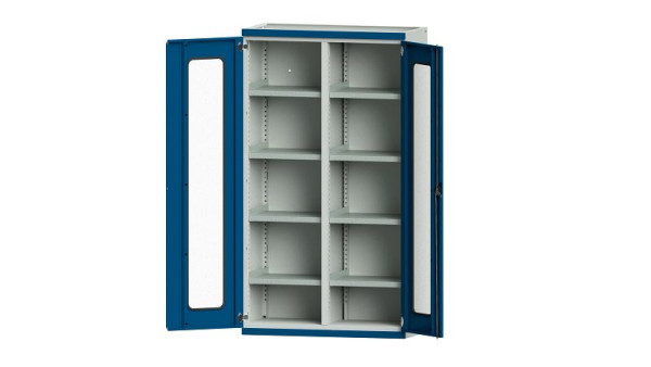 ANKE werkbanken, zware kast, model 201, 1085 x 500 x 1950 mm, zichtvlak van plexiglas, RAL 7035/5010, 620.236