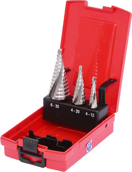 KS Tools HSS trappenborenset, kunststof cassette 3-delig, 330.2404