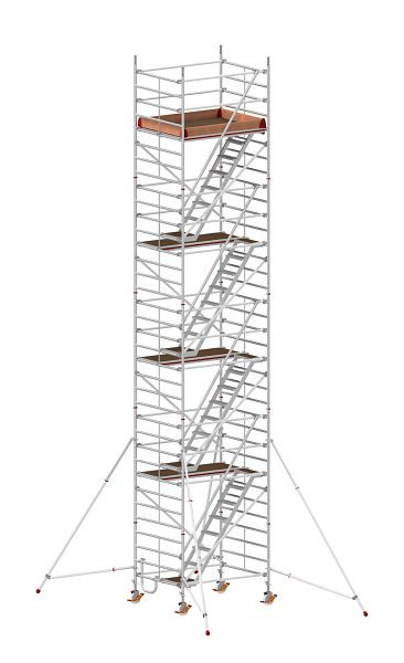 HYMER Treppen-Fahrgerüst mit Ausleger, Bühnenlänge 1,90 m, Rahmenteilbreite 1,50 m, Reichhöhe 10,40 m, 857610