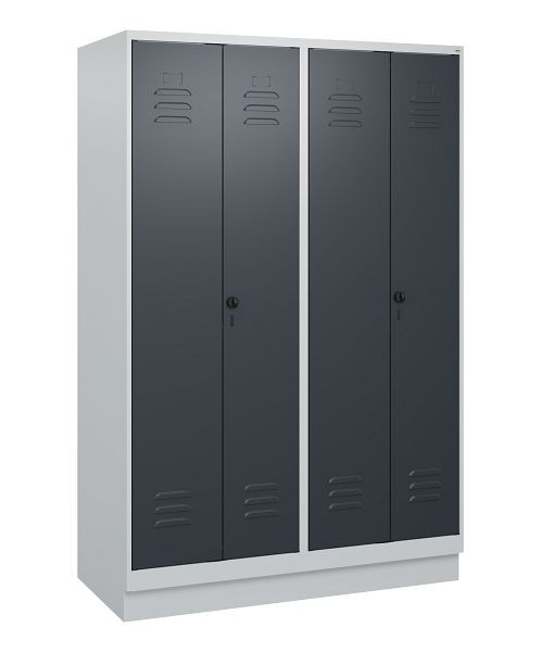 C+P Umkleidespind Classic PLUS, Doppel-Spind, Sockel, 4 Abteile, 1800x1200x500mm, 7035/7016, Drehriegel, 0800227-40P S10008