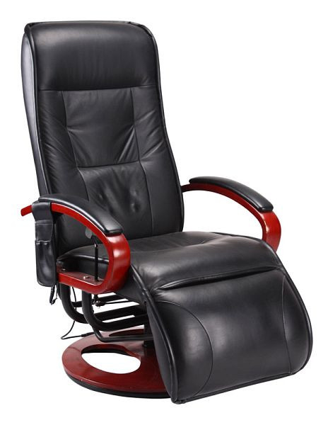 Mendler relaxligstoel ARLES II, relaxstoel, massagestoel, MET massage, leer, zwart, 11746