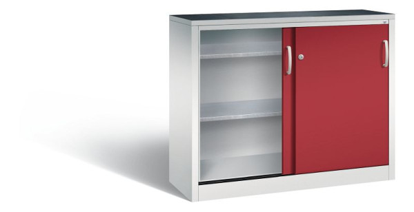 C+P schuifdeurkast Acurado, H1000xB1200xD400mm, kleur: lichtgrijs/robijnrood, beugelgreep, 2046-09 S10070