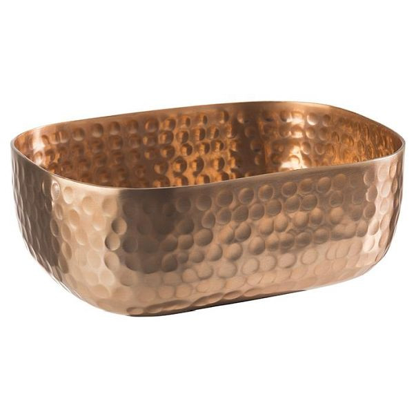 APS schaal, 15,5 x 12 cm, hoogte: 5,5 cm, aluminium, koperlook, gehamerd oppervlak, 0,7 liter, 40691