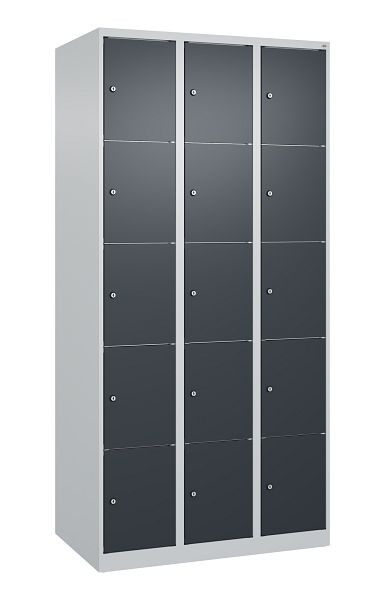 C+P Schließfachschrank Classic PLUS, 3 Abteile, 1850x900x500mm, 7035/7016, 080000-305 S10007