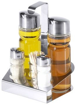 Contacto menage zout/peper, azijn/olie, tandenstoker, 700/005