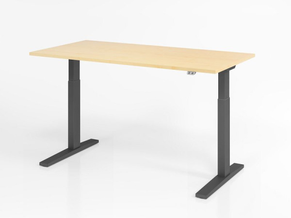 Hammerbacher bureau XMKA16, 160 x 80 cm, blad: esdoorn, 25 mm dik, ABS dikke rand, rechthoekige vorm, grafiet, VXMKA16/3/G