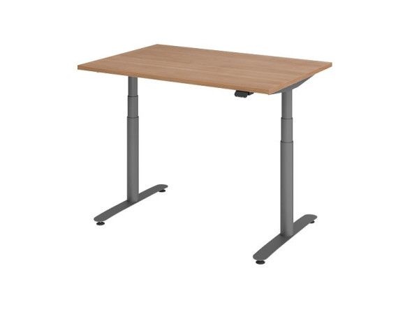 Hammerbacher zit-sta bureau elektrisch 120x80cm walnoot/grafiet, VXDLR12/N/G