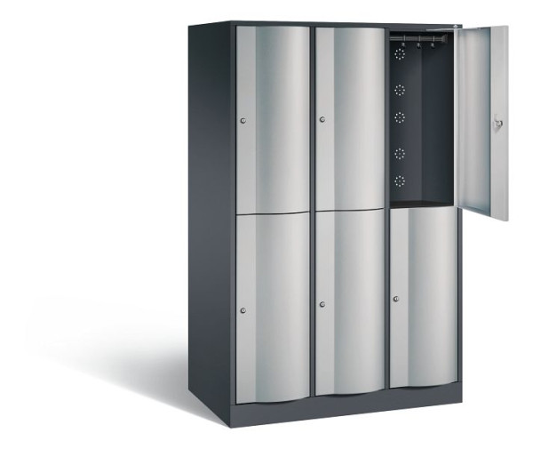 C+P locker dubbellaags XL Resisto, H1950xW1148xD640mm, kleur: zwart-grijs/wit aluminium, 8270-373 S10018