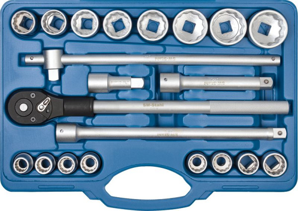 SW-Stahl dopsleutelset, 3/4", twaalfkant, 21-delig, 07663L