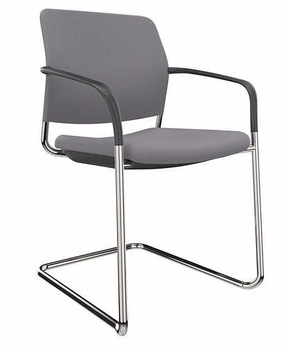 DENIOS bezoekersstoel Cay, sledestoel, armleuning, stapelbaar, grijs, 292444