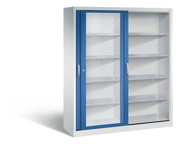 C+P schuifdeurkast Acurado, H1950xB1600xD500mm, kleur: lichtgrijs / gentiaanblauw, beugelgreep, 2159-055 S10050