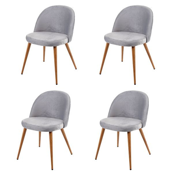 Mendler Set van 4 eetkamerstoelen HWC-D53, stoel keukenstoel retro jaren 50 design, fluweel, lichtgrijs, 63103