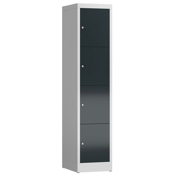 Lüllmann ClassiX lockerkast, 1 compartiment, 4 compartimenten, 1800 x 415 x 500 mm, lichtgrijs/antracietgrijs, X-523418