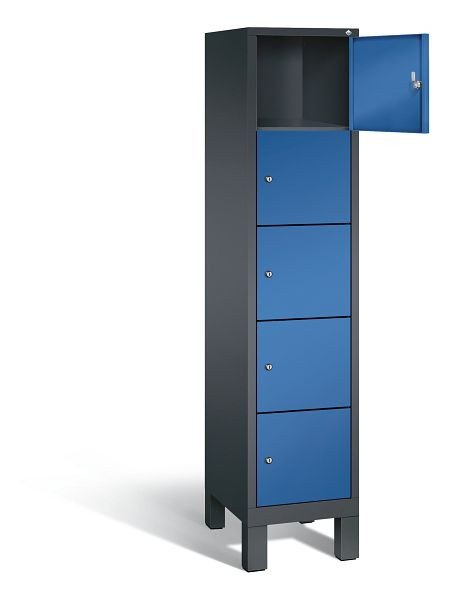 C+P lockerkast Evolo, H1850xB420xD500mm, kleur: zwartgrijs / gentiaanblauw, 48010-125 S10078