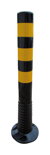 Schake Flexi-paal zwart gele reflecterende strip Ø 80 mm, hoogte: 750 mm, 412222BG