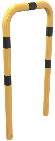 Schak-stootbescherming stalen buis Ø 76 mm geel/zwart, totale breedte: 750 mm, hoogte boven de grond: 1150 mm, voor inzetting in beton, 477_08BG