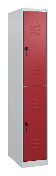C+P Doppelstöckiger Spind Classic PLUS, 1700x300x500mm, 7035/3003, Drehriegel, 0803007-10 S10001