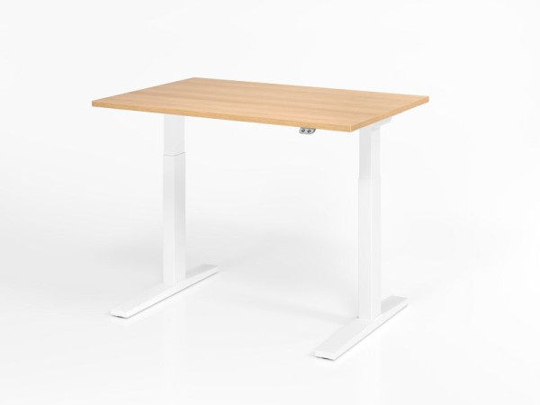 Hammerbacher bureau XMKA12, 120 x 80 cm, blad: eiken, 25 mm dik, ABS dikke rand, rechthoekige vorm, wit, VXMKA12/E/W