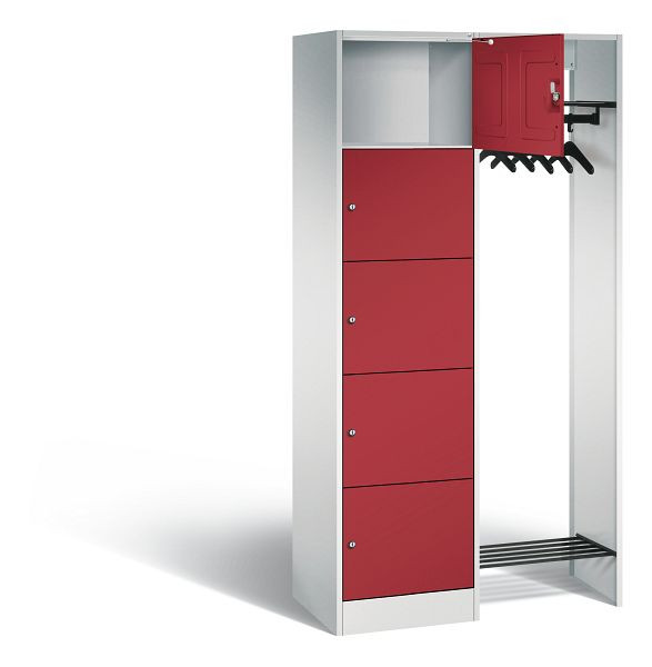 C+P open garderobe serie 8070, H1950xW960xD480mm, kleur: lichtgrijs/robijnrood, 82700-00 S10005