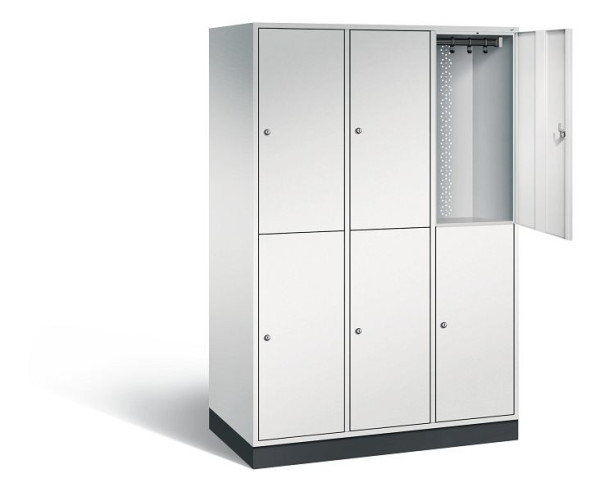 C+P locker, dubbellaags XL Intro, H1950xW1220xD590mm, kleur: lichtgrijs, 8270-303 S10000