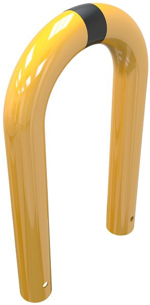 Schak-stootbescherming stalen buis Ø 76 mm geel/zwart, totale breedte: 400 mm, hoogte boven de grond: 250 mm, voor inzetting in beton, 477_01BG