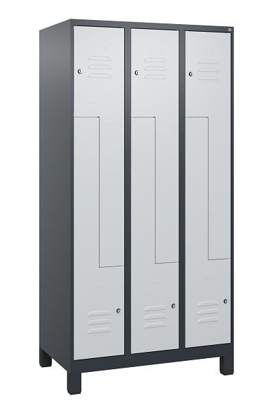 C+P Z-Spind Classic PLUS, voeten, 6 vakken, 1800x900x500mm, 7016/7035, cilindersloten, 0800137-306 S10028