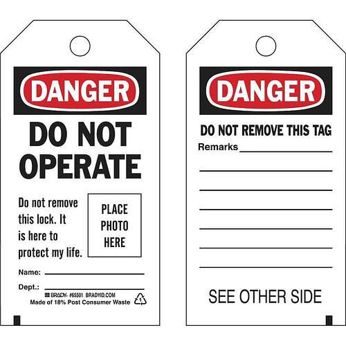 DENIOS zelflaminerende fototags, voor speciale gevarenwaarschuwingen, verpakking van 10, 312022