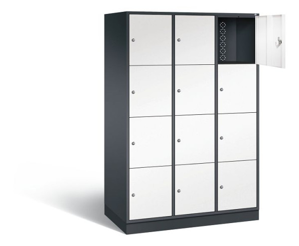 C+P XL lockerkast Intro, H1950xB1220xD590mm, kleur: zwartgrijs / verkeerswit, 8470-303 S10094
