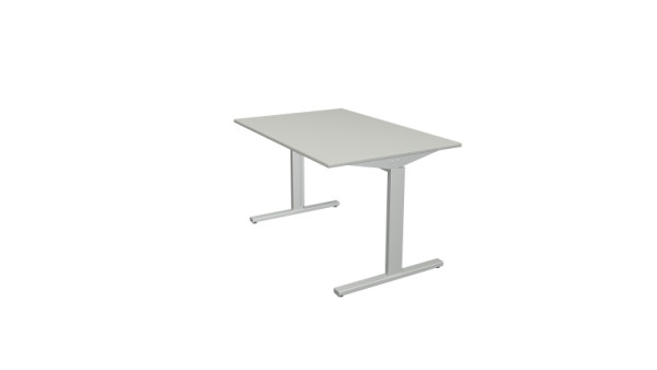 Kerkmann bureauvorm 2 - B 1200 x D 800 x H 700-820 mm met T-voetframe in aluminium zilver, lichtgrijs, 11020411